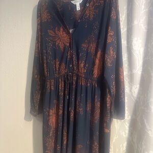 Addition Elle Blue and Pink Long Sleeve Sundress